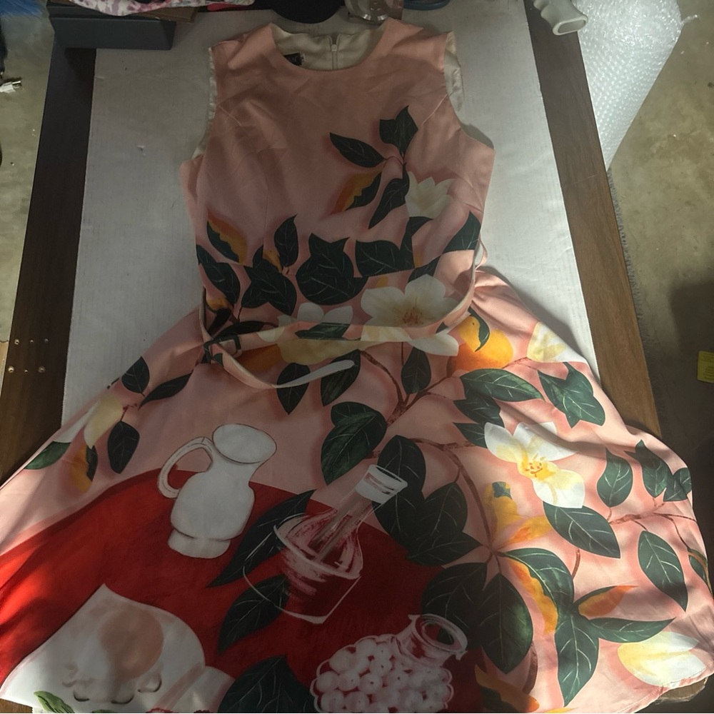 Chic Floral Sleeveless Dress - Pink and Green